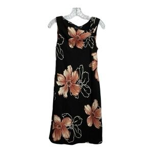 SL Fashions Petite Black Floral Print Sleeveless Sheath Dress Size 8P